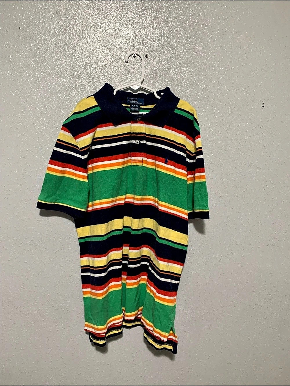Polo Ralph Lauren Boys Striped Polo Dress Green & Navy XL (18-20) Like New